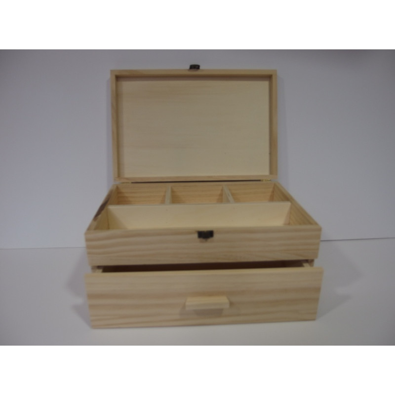 Caja costurero de madera con tapa calada